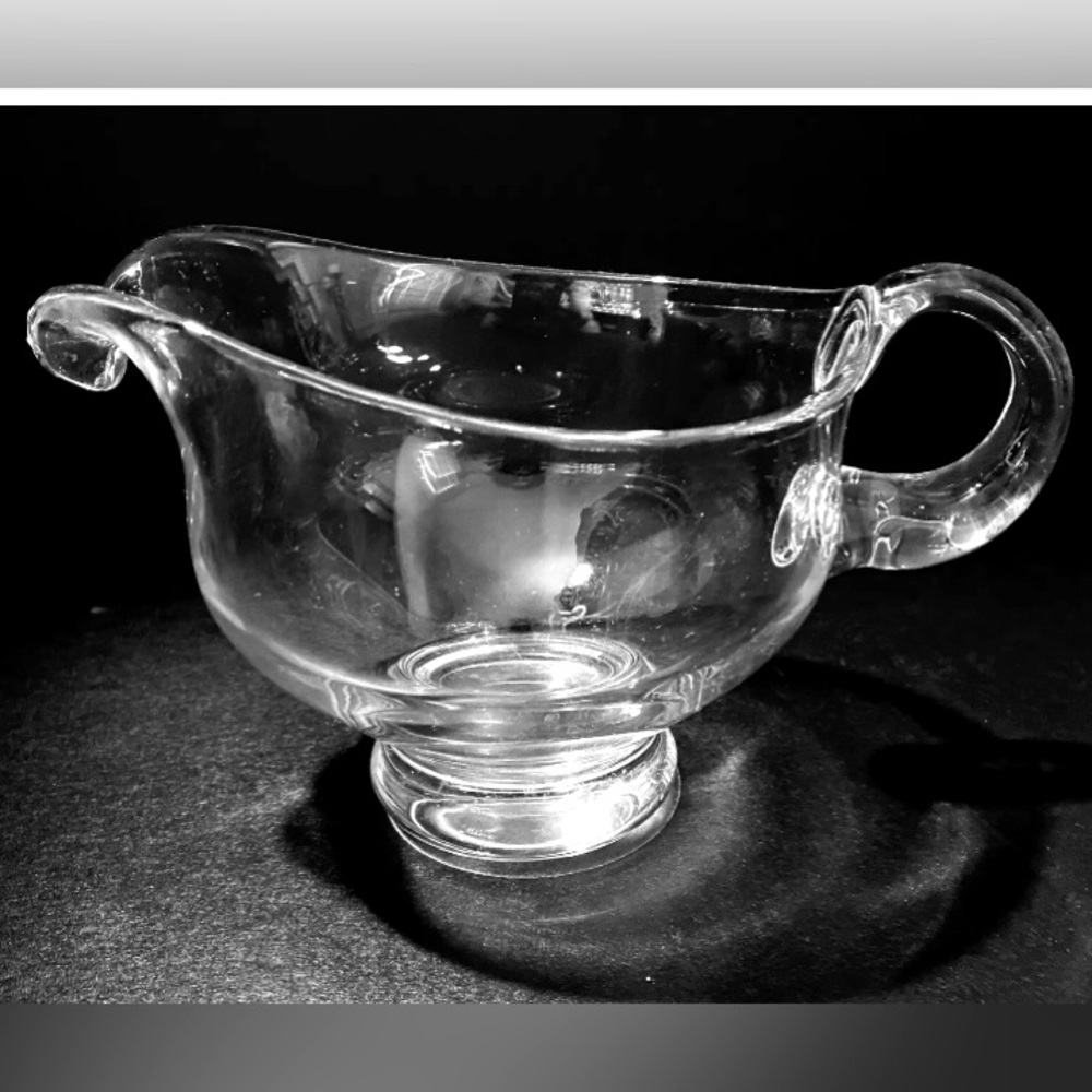 Clear Glass Sauce/Gravy Pitcher/Boat Thick Solid Weight Classic but Modern Lines